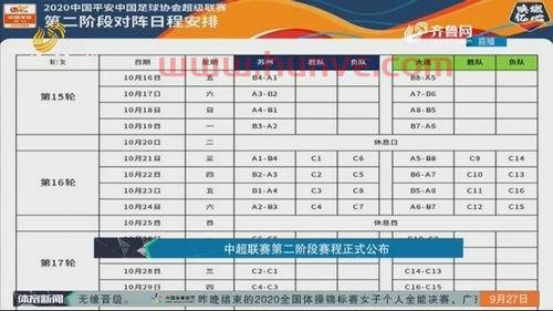 中超第三阶段赛程公布