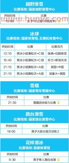 赛程2022冬奥会