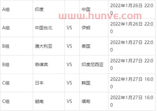 2022年足球比赛时间表